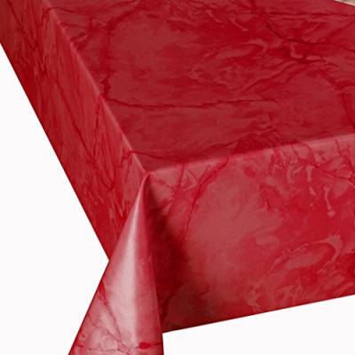 Wachstuch Wachstischdecke Tischdecke Breite und Länge wählbar abwaschbare Gartentischdecke Lack Marmor Rot 140 x 100 cm Eckig von DecoHomeTextil