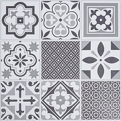 Decomeister Selbstklebende Bodenfliesen Kunststoff Fliesen Vinyl-Fliesen Bodenbelag 2m² – 22 Stück á 30,5 x 30,5 cm Ornament Oriental tiles von DecoMeister