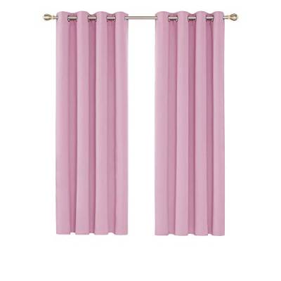 Deconovo Blickdichte Gardinen mit Ösen Vorhang Blickdicht Ösenvorhang Schlafzimmer, 214x132cm(HöhexBreite), Rosa, 2er Set von Deconovo