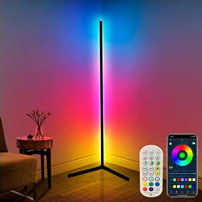 DeeprBling LED Stehlampe Wohnzimmer, 165cm Ecklampe RGB Dimmbar mit Fernbedienung und APP, 16 Millionen Farben, Musikmodi, DIY-Modus & Timing -Funktion für Schlafzimmer, Spielzimmer, büro, Lesesaal von DeeprBling