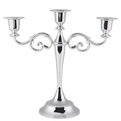 Delaman® 3 Armiger Kerzenständer Kerzenhalter europäischen Stil Kerzenleuchter Hochzeit Home Decor (Color : Silver) von Delaman