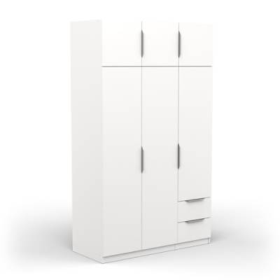 Demeyere Moderner Kleiderschrank, 6 Türen, 5 Einlegeböden, 2 Schubladen, Mattweiß, 119,4 x 51,1 x 203 cm, Holzwerkstoff von Demeyere