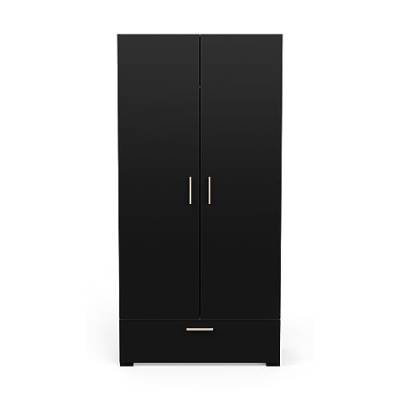 Demeyere Petite Armoire Penderie Industrielle 2 Portes 1 Etagère 1 Tiroir – Coloris Noir Mat & Chêne Clair - 90,3 x 51,7 x 188,2 cm von Demeyere