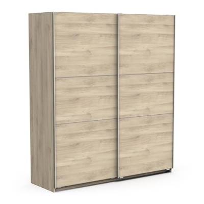 Demeyere Schiebetürschrank mit modernem Kleiderschrank – Farbe Eiche Kronberg & Metall-Finish – 178,1 x 59,9 x 203 cm, Holzwerkstoff, grau von Demeyere