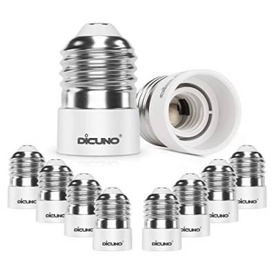 DiCUNO E27 auf E14 Sockel Konverter, Adapter Fassung E27 bis E14, Lampensockel für E14 LED-Lampen, Glühbirnen, CFL-Lampen, 10er Pack von DiCUNO