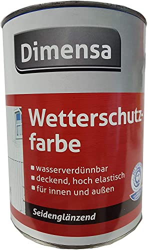 Dimensa Acryl Wetterschutzfarbe seidenglänzend wasserverdünnbar innen&außen 0,75 L Farbwahl, Farbe:Schokobraunbraun von Dimensa