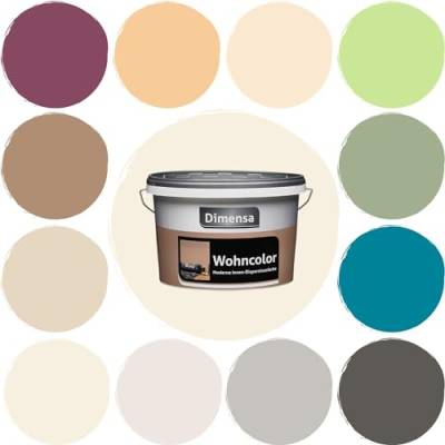 Dimensa Wohncolor bunte Wandfarbe creme hell-beige 2,5 Liter, Vanille creme hell-beige von Dimensa