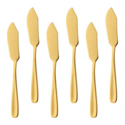 Do Buy klein Buttermesser Set 18/10 Edelstahl Gold Dessertmesser 6-teiliges Länge 15,5 cm Nutella Streich Messer für Butter Sahne, Spülmaschinengeeignet von Do Buy