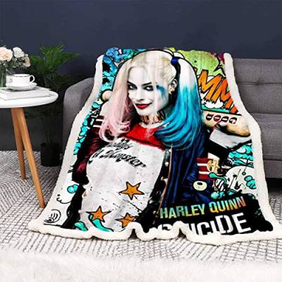Doiicoon Anime Decken, Clown Girl Harley Quinn Kuscheldecke Flanelldecke Decke, Joker Harley Quinn Decke 130x150 cm Sofadecken 150 x 200 cm (2,100 x 140 cm) von Doiicoon