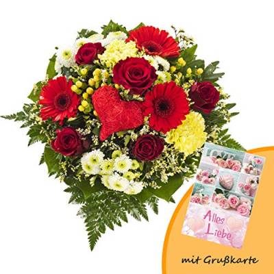 Dominik Blumen und Pflanzen, Blumenstrauß Herzensfreude und Grußkarte "Alles Liebe" von Dominik Blumen und Pflanzen