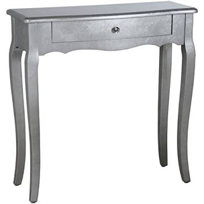 DonRegaloWeb Flur-Tisch mit 1 Schublade aus Holz in Silber, 80 x 30 x 80 cm von DonRegaloWeb