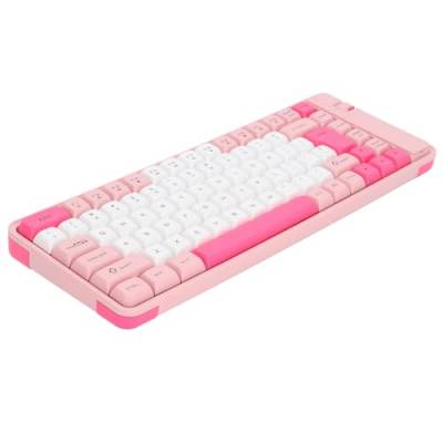 Kabellose Tastatur- und Maus-Kombination mit 84 Tasten, QWERTZ-Layout, USB-Empfänger, Kontrastfarbset, Automatischer Schlafmodus für Büroreisen (PINK) von Dpofirs