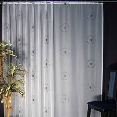EASYHomefashion Hochwertige Gardine Fertiggardine Voile Store Schal mit Stickerei Faltenband und Bleiband weiß Modena SCHWARZ 175 x 750 cm (HöhexBreite) von EASYHomefashion