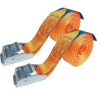 2 x Zurrgurt Klemmschloss 2,5 x 400 cm Spanngurt Gurtband Ladungssicherung (orange) von ECI