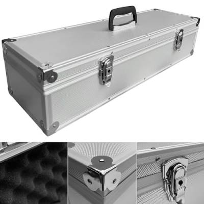 Aluminium Koffer Silber Entnehmbarer Deckel mit Würfelschaum Alu-Koffer Werkzeugkoffer (LxBxH) 650 x 200 x 150 mm von ECI