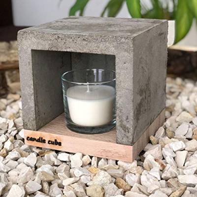 candle cube© Kleiner Teelicht Tisch-Kamin Ofen Stövchen Kerzen-Heizung Teelichtofen Heizwürfel mit Duftkerze Soft Creme von ECI