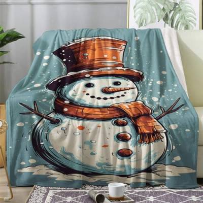 ECOTOS Kuscheldecke Weihnachten Flauschig Decke 150x200 Schneemann Fleecedecke Sofadecke Couchdecke, Flanell Decken Blanket, Große XL Wohndecke Winter Warm Weich von ECOTOS