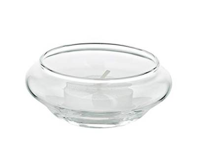 EDZARD 4er Set Schwimm Teelichter (Ø 8 cm, H 4 cm) aus Glas - Teelichthalter, Kerzenhalter, Glas für Teelicht, Windlicht - Deko Kerzen, Tischdeko, Wohnzimmer Deko - Geschenke für Eltern von EDZARD