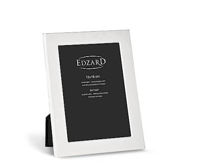 EDZARD Bilderrahmen Altamura für Foto 13 x 18 cm, edel versilbert, anlaufgeschützt, mit Samtrücken, inkl. 2 Aufhängern, Fotorahmen zum Stellen und Hängen von EDZARD
