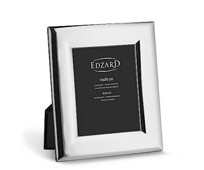 EDZARD Bilderrahmen Positano für Foto 15 x 20 cm, edel versilbert, anlaufgeschützt, mit Samtrücken, inkl. 2 Aufhängern, Fotorahmen zum Stellen und Hängen von EDZARD
