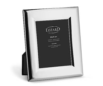 EDZARD Bilderrahmen Positano für Foto 20 x 25 cm, edel versilbert, anlaufgeschützt, mit Samtrücken, inkl. 2 Aufhängern, Fotorahmen zum Stellen und Hängen von EDZARD