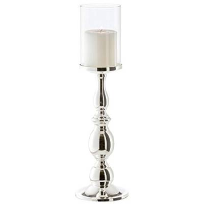 EDZARD Kerzenleuchter Windlicht Mascha, Höhe 45 cm, edel versilbert, anlaufgeschützt, für Stumpenkerzen bis ø 8 cm, inklusive Glasaufsatz, perfekt für Cornelius Kerzen von EDZARD