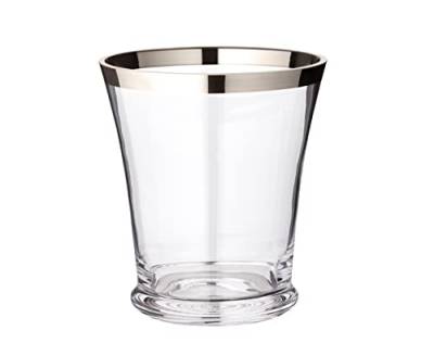 EDZARD Vase Reuben (Ø 19,5 cm, Höhe 22 cm) aus mundgeblasenem Kristallglas - Blumenvase, Glasvase rund und mit Platinrand - Moderne Tulpenvase aus Glas als Tischdeko von EDZARD