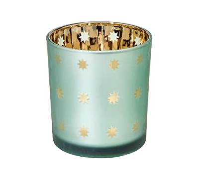 EDZARD Teelichtglas Duco (H 8 cm) in Gold aus Glas - Teelichthalter, Kerzenhalter, Glas für Teelicht, Windlicht - Deko Kerzen, Tischdeko, Wohnzimmer Deko - Geschenke für Eltern, zu Festtagen von EDZARD