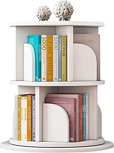 Bücherregal Drehbares, bodenstehendes Bücherregal, um 360° drehbares Bücherregal (weiß, 2 Etagen, 40 x 40 x 62 cm) von EESHHA