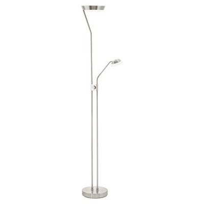 EGLO LED Stehlampe Sarrione, 3 flammige Stehleuchte dimmbar, Wohnzimmerlampe aus Metall in Nickel-Matt, Kunststoff in Weiß, Lampe mit Schalter, Deckenfluter mit Leselampe, warmweiß von EGLO