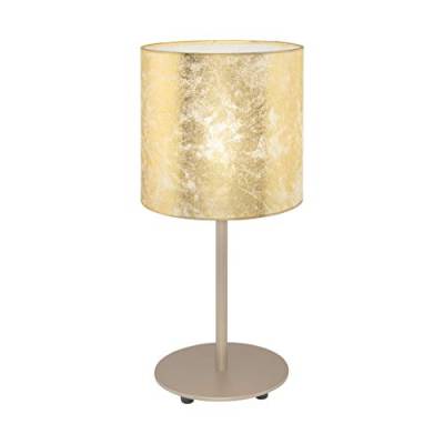 EGLO Tischlampe Viserbella, 1 flammige Tischleuchte Vintage, Nachttischlampe aus Stahl und Textil, Wohnzimmerlampe in Champagner, Gold, Lampe mit Schalter, E27 Fassung von EGLO
