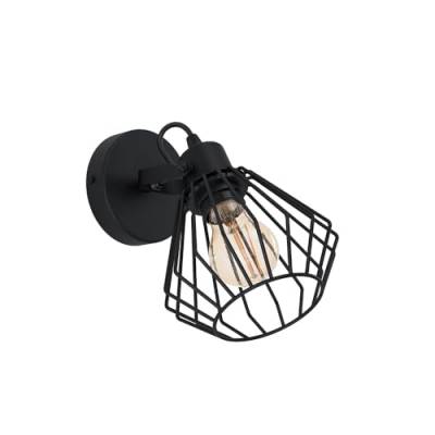 EGLO Wandlampe Tabillano, 1 flammige Deckenlampe Vintage, Industrial, Wandleuchte innen aus Stahl, Wohnzimmerlampe, Flurlampe in Schwarz, Spot mit E27 Fassung von EGLO