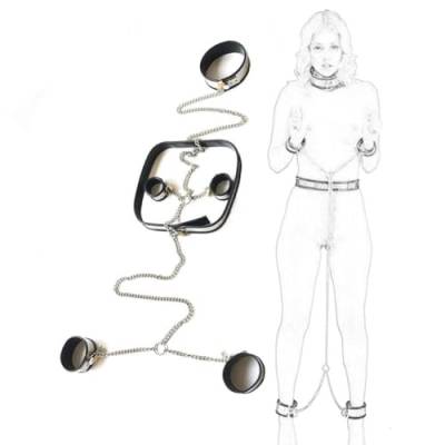 ELEDVB Neck to Wrist Restraints kit, Sexy Slave Frisky Beginner Behind Back Handcuffs Collar, Adjustable Bondage Set, Couple SM Sex Game Tool, Men- 90-110 cm von ELEDVB
