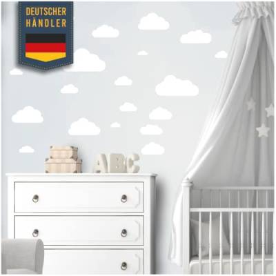 20 Teile Wolken Wandtattoo Kinderzimmer Set - Rauhfaser Wandsticker, Pastell Farben, Baby Tapete Sticker zum Kleben, Wandaufkleber Sleepy Eye Wanddeko - Wandfolie, Kleinkinder, Jungen, Mädchen in Weiß von ELES VIDA