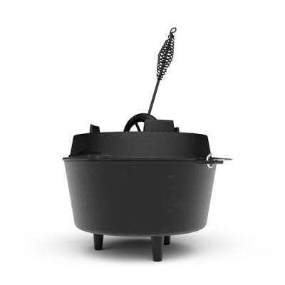 ELITE BBQ Suppenkessel dutch-oven set mit Füßen 6.0 qt, unser Eintopfofen für Kesselgulasch mit dutch oven pan ausgestattet, der Topf aus Gusseisen Hexenkessel Gulaschkessel Schmortopf dutsch-oven von ELITE BBQ