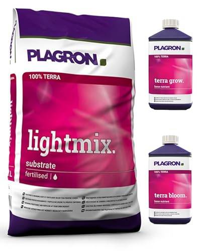 Plagron Lightmix 25L mit Dünger Plagron Terra Bloom 1l und Plagron Terra Grow 1l von ELITE BBQ