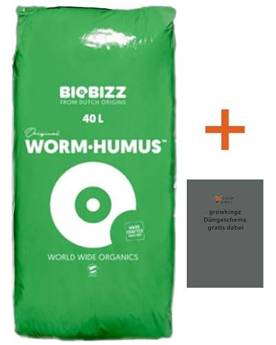 growkingz Biobizz Wurmhumus für Cannabispflanzen, Growerde für Marihuanna Pflanzen, Biobizz wormhumus 40 Liter mit gratis Düngeschema als Beigabe von ELITE BBQ
