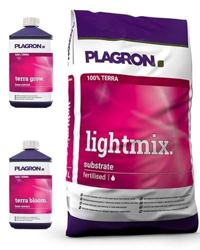 growkingz Plagron Lightmix 50l mit Plagron Terra Bloom 1l und Plagron Terra Grow 1l, Plagron Light Mix 50 Liter Pflanzenerde für Indoor und Outdoor von ELITE BBQ