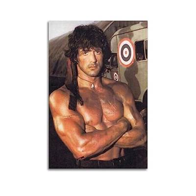 ELedvb First Blood Rambo Sylvester Stallone Tough GuyCanvas Poster Dekorative Malerei Leinwand Wandposter und Kunstbild Druck Moderne Familie Schlafzimmer Dekor Poster 40 x 60 cm von ELedvb