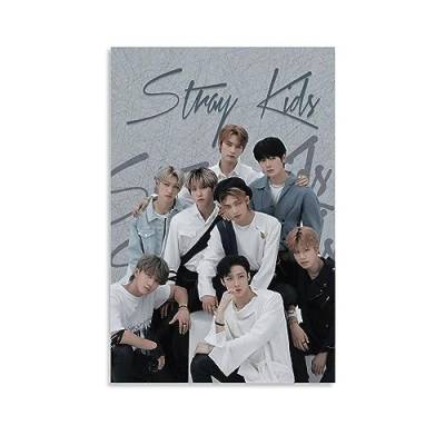 Stray Kids V2 Leinwand-Poster, dekoratives Gemälde, Leinwand-Wandposter und Kunstdruck, modernes Familienschlafzimmer-Dekor-Poster, 60 x 90 cm von ELedvb