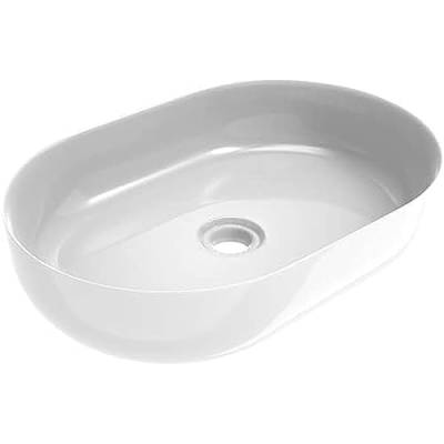 ERCOS Ovales Aufsatzwaschbecken aus Keramik, Badwaschbecken Weiß glänzend, ohne Überlauf, Maße 600x416 mm von ERCOS