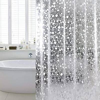 ERYUE Duschvorhang,1 x Duschvorhang mit Haken, PVC, wasserdicht, schimmelresistent, antibakteriell, halbtransparenter 3D-Duschvorhang aus Kieselsteinen von ERYUE