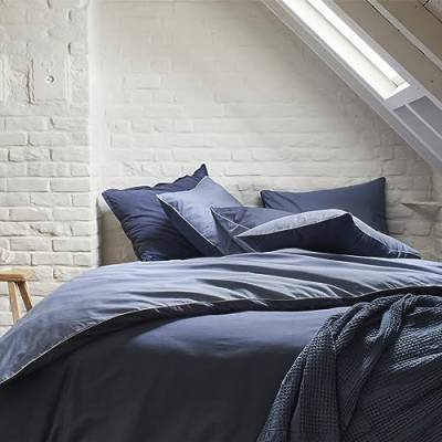 ESSIX Bettbezug, Baumwolle, zweifarbig, Motiv Good Jours, Nocturne/Denim, 140 x 200 cm von ESSIX