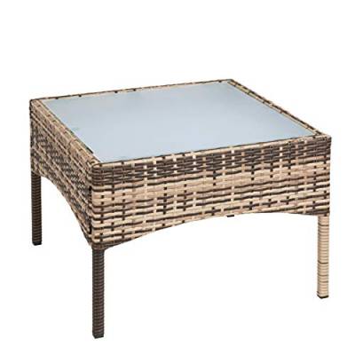 ESTEXO Polyrattan Beistelltisch Rattan Tisch Gartentisch Balkontisch Loungetisch Möbel (Beige/Braun) von ESTEXO