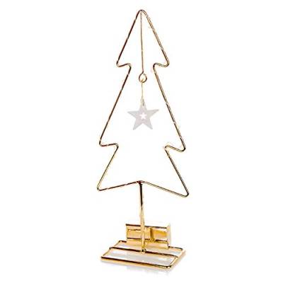 EUROCINSA Silhouette Weihnachtsbaum Metall Farbe Gold und LED Licht 10,5 x 7 x 27,5 cm 3 Stück, Metall, goldfarben, Einheitsgröße von EUROCINSA