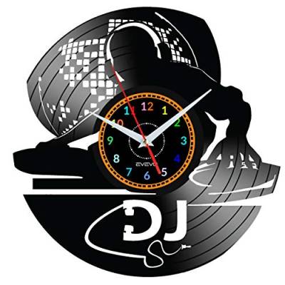 EVEVO DJ Dance Music Wanduhr Vinyl Schallplatte Retro-Uhr Handgefertigt Vintage-Geschenk Style Raum Home Dekorationen Tolles Geschenk Wanduhr DJ Dance Music von EVEVO