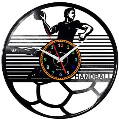 EVEVO Handball Handball Wanduhr Vinyl Schallplatte Retro-Uhr Handgefertigt Vintage-Geschenk Style Raum Home Dekorationen Tolles Geschenk Uhr Handball Handball von EVEVO