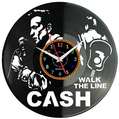 EVEVO Johnny Cash Wanduhr Vinyl Schallplatte Retro-Uhr groß Uhren Style Raum Home Dekorationen Tolles Geschenk Wanduhr Johnny Cash von EVEVO