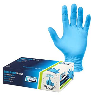 EXBRIECO, Einweghandschuhe aus Nitril, 100 oder 200 Stück, Latex- und Puderfrei, Hypoallergen, Texturierte Finger, Reinigungshandschuhe, Lebensmittelhandling, Medizinische oder Kosmetikerinnen, Blau. von EXBRIECO