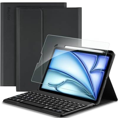 EasyAcc Tastatur Hülle für iPad Air 5 Generation 2022/iPad Air 4 Generation 2020 (10.9 Zoll), Bluetooth QWERTZ Tastatur, Schwarz von EasyAcc